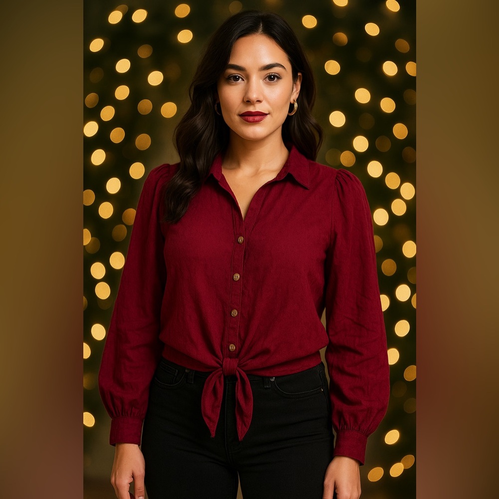 Morgan Taylor Burgundy Button Down Shirt